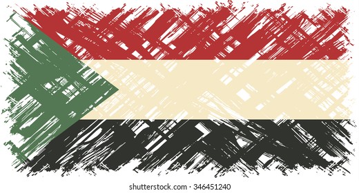 Sudanese grunge flag. Vector illustration. Grunge effect can be cleaned easily.