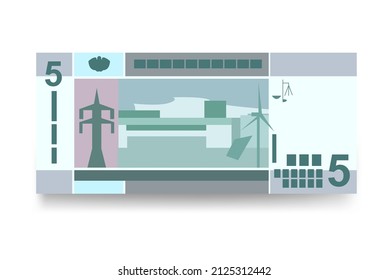 Sudanese Pound Vector Illustration. Sudan money set bundle banknotes. Paper money 5 SDG. Flat style. Isolated on white background. Simple minimal design.