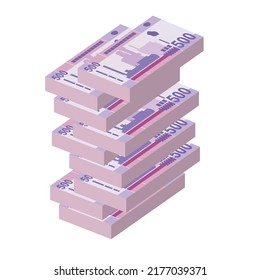 Sudanese Pound Vector Illustration. Sudan money set bundle banknotes. Paper money 500 SDG. Flat style. Isolated on white background. Simple minimal design.
