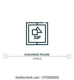 sudanese pound vector line icon. Simple element illustration. sudanese pound outline icon from africa concept. Can be used for web and mobile

