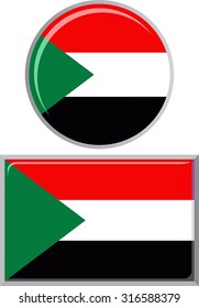 Sudanese round and square icon flag. Vector illustration Eps 8.