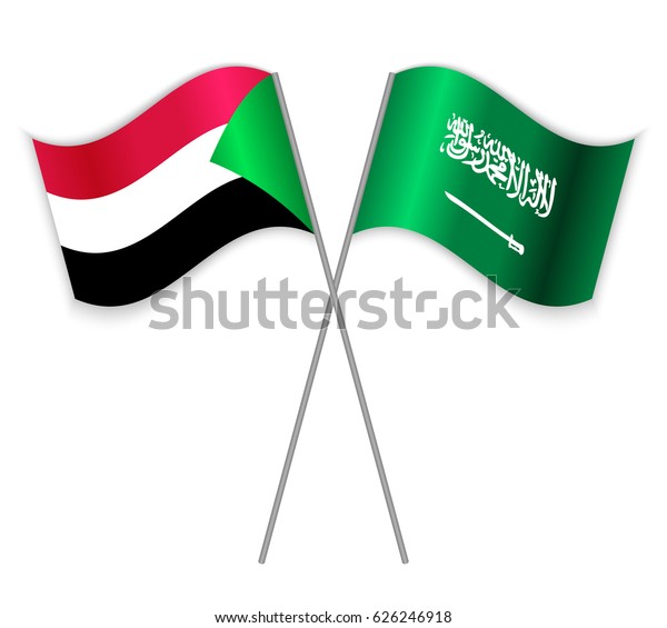 Sudanese Saudi Arabian Crossed Flags Sudan Stock Vector (Royalty Free ...