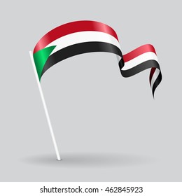 Sudanese wavy flag. Vector illustration.