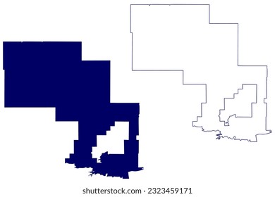 Sudbury District (Canada, Ontario Province, North America) map vector illustration, scribble sketch Sudbury map