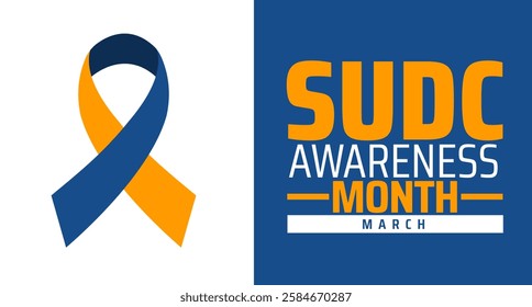 SUDC Awareness Month background banner or poster design template. observed every year in March. Holiday concept. Use to any Template, card, poster, placard, template.