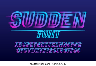 Sudden Alphabet Font. Fast Speed Effect Letters And Numbers. Stock Vector Typescript For Your Design In Sport Style.