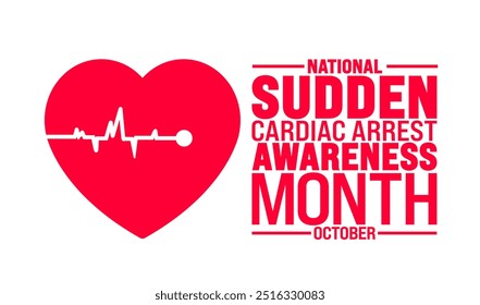 sudden cardiac arrest awareness month background or banner design template is observed every year in October. Holiday concept. Template for card, poster, placard, template. eps 10