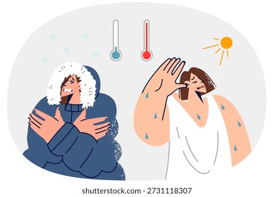 Plötzliche Veränderungen des Klimas und des Wetters verursachen Leiden bei Frauen, Schwitzen bei Hitze oder Zittern bei Kälte. Der Kontrast von Winter- und Sommerwetter wird zu Ursachen von Sonnenstich oder Erfrierungen.