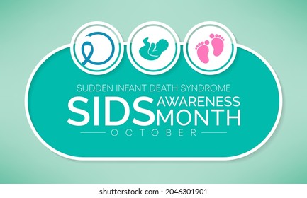 Sudden Infant death syndrome (SIDS) awareness month is observed every year in October, These deaths often happen during sleep or in the baby's sleep area. Vector illustration