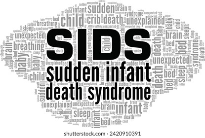 Sudden Infant Death Syndrome SIDS word cloud conceptual design isolated on white background.
