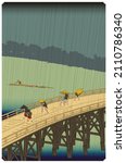Sudden Shower over Shin-Ōhashi bridge and Atake (Utagawa Hiroshige)