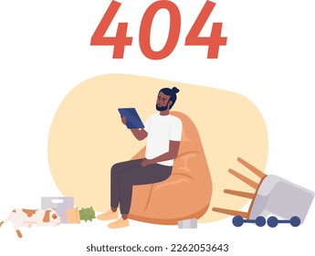 Suddenly lost connection with internet vector empty state illustration. Editable 404 not found page for UX, UI design. Irritated flat character on cartoon background. Color website error flash message