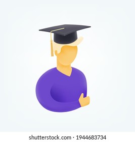 Sudent with graduation cap 3d style vector illustration