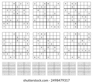 Sudoku 8X8 puzzle game set with solutions.