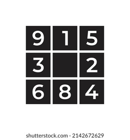 Sudoku board game icon, black and white color illustration