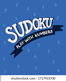 Sudoku. Color vector game logo with numbers