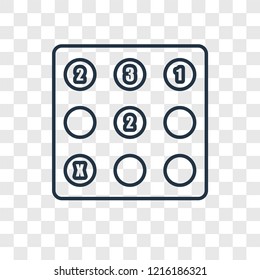 Sudoku concept vector linear icon isolated on transparent background, Sudoku concept transparency concept in outline style