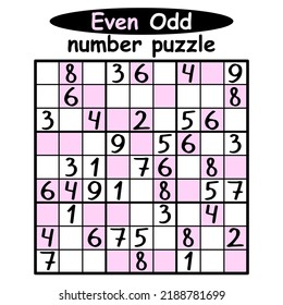 Sudoku with even and odd numbers vector illustration