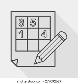 Sudoku flat icon with long shadow, line icon