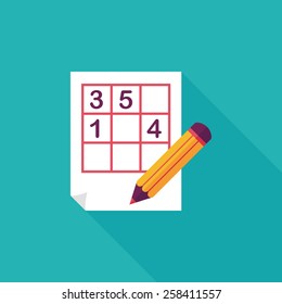 Sudoku flat icon with long shadow,eps10