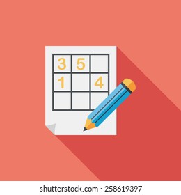 Sudoku flat icon with long shadow,eps10
