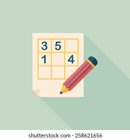 Sudoku flat icon with long shadow,eps10