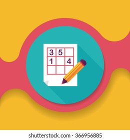Sudoku flat icon with long shadow,eps10
