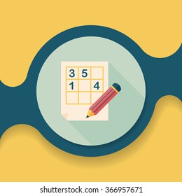Sudoku flat icon with long shadow,eps10
