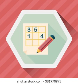 Sudoku flat icon with long shadow,eps10