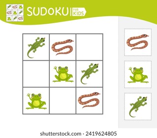 Sudoku juego para niños con imágenes. Hoja de actividades para niños. 