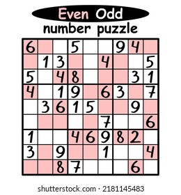 Juego Sudoku con diferentes celdas para vectores pares e impares