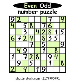 Sudoku game with even and odd numbers vector illustration