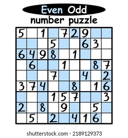 Sudoku game with even and odd numbers vector illustration