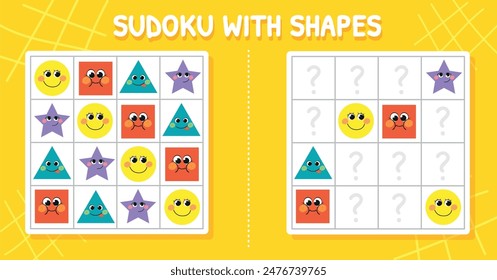 Sudoku Game with Geometric Shapes for Preschool kids