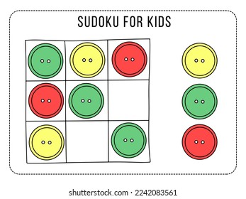 Sudoku game for kids. Education game for children. Worksheet for preschoolers. Activity for kids.