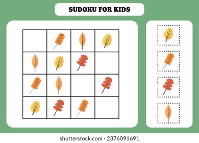 Sudoku game for kids. Fun activity for children. Printable worksheet design.