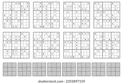 Sudoku game set  with answers. Simple vector design