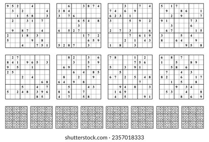 Sudoku game set  with answers. Simple vector design