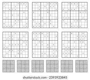 Sudoku game set  with answers. Simple vector design