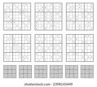 Sudoku game set  with answers. Simple vector design
