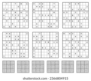 Sudoku game set  with answers Vector.