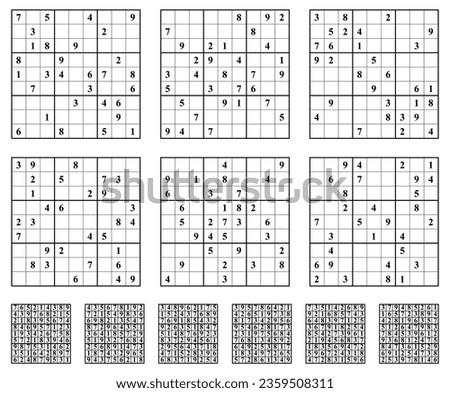 Sudoku game set  with answers.  vector