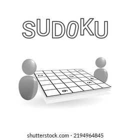 sudoku game. traditional game to train intelligence by counting. illustrated in 3d vector form