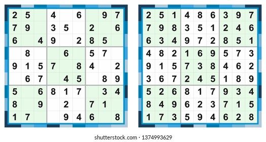 Sudoku game vector with the answers