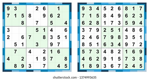 Sudoku game vector with the answers