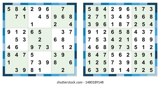 Sudoku game vector with the answers