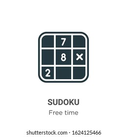 Sudoku glyph icon vector on white background. Flat vector sudoku icon symbol sign from modern free time collection for mobile concept and web apps design.
