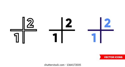 Sudoku icon of 3 types: color, black and white, outline. Isolated vector sign symbol.
