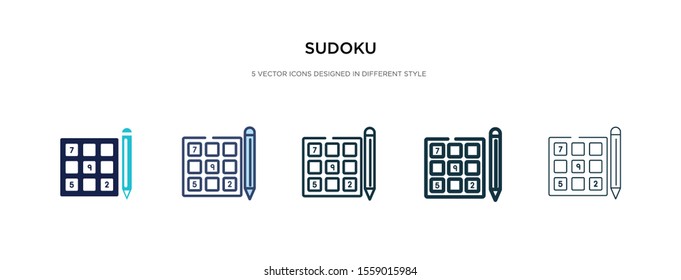 sudoku icon in different style vector illustration. two colored and black sudoku vector icons designed in filled, outline, line and stroke style can be used for web, mobile, ui