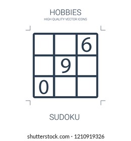 sudoku icon. high quality line sudoku icon on white background. from hobbies collection flat trendy vector sudoku symbol. use for web and mobile